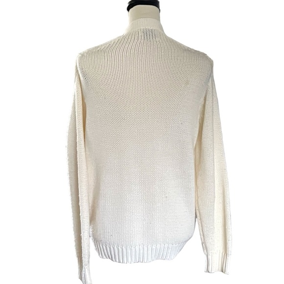 Hand. Loomed Covered Button Up Sweater Cardigan. Size L - Picture 4 of 5